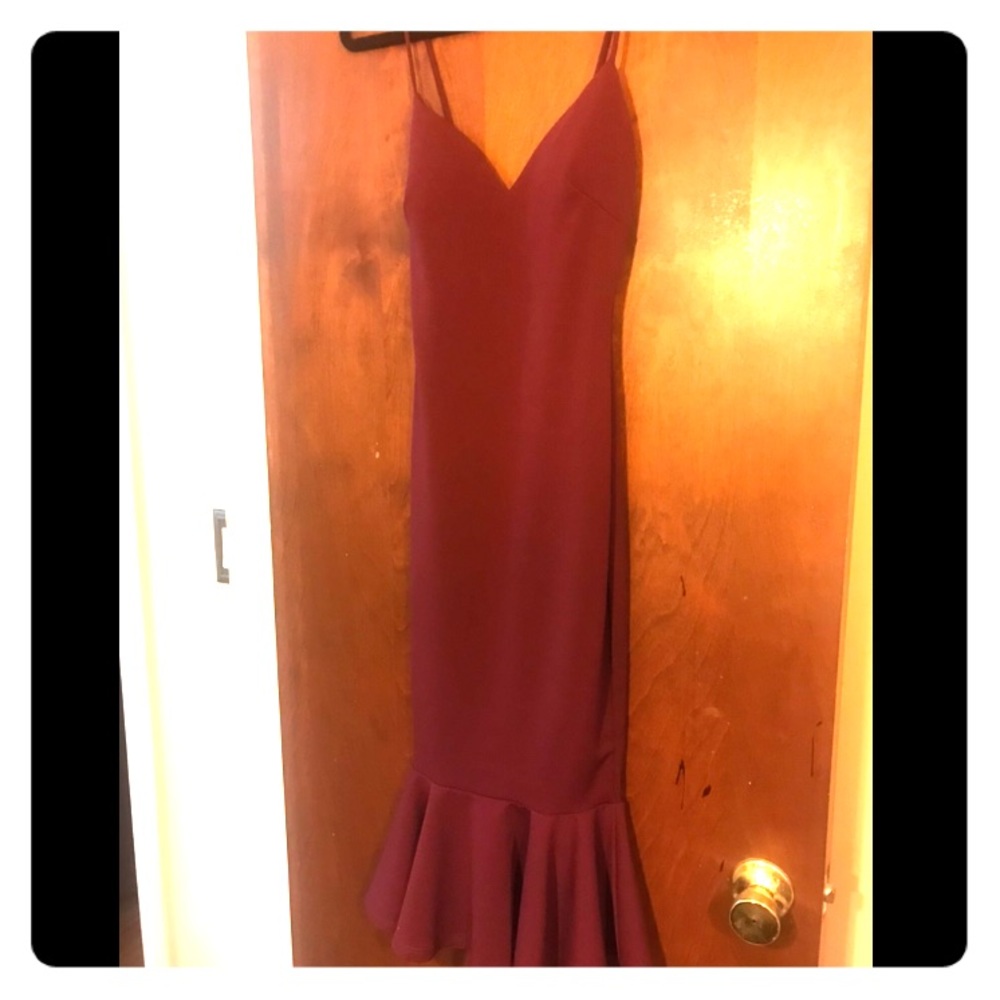 Small Plum Body Con Ruffle Dress - Picture 2 of 3